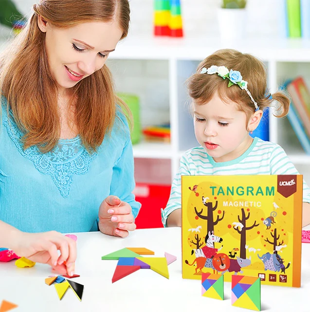 $22.39 Montessori Jigsaw Puzzle Magnetic Tangram Message Drawing Board Kids Educational Toy for Children Learning Developing Toys Gift