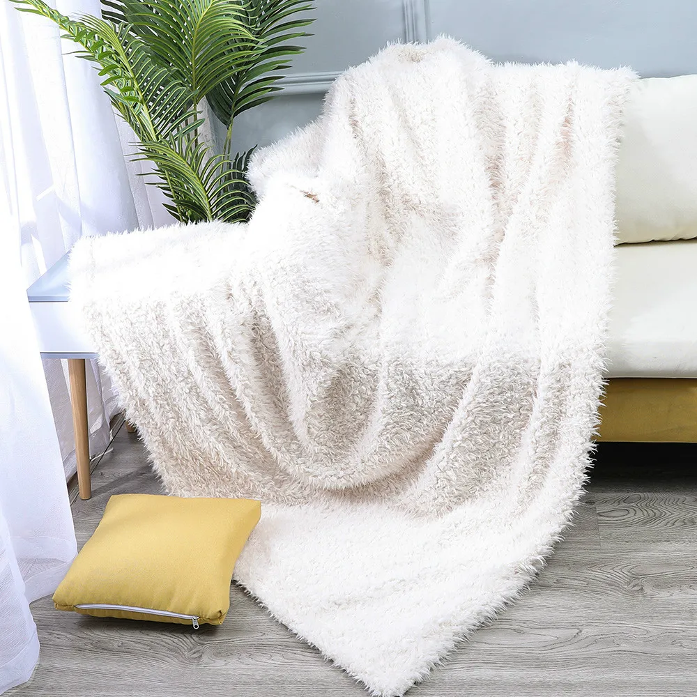 Коричневое покрывало на кровать диван покрывало Soild Цвет кидает длинные лохматые мягкие теплые постельные принадлежности лист зимнее теплое одеяло s - Цвет: Белый