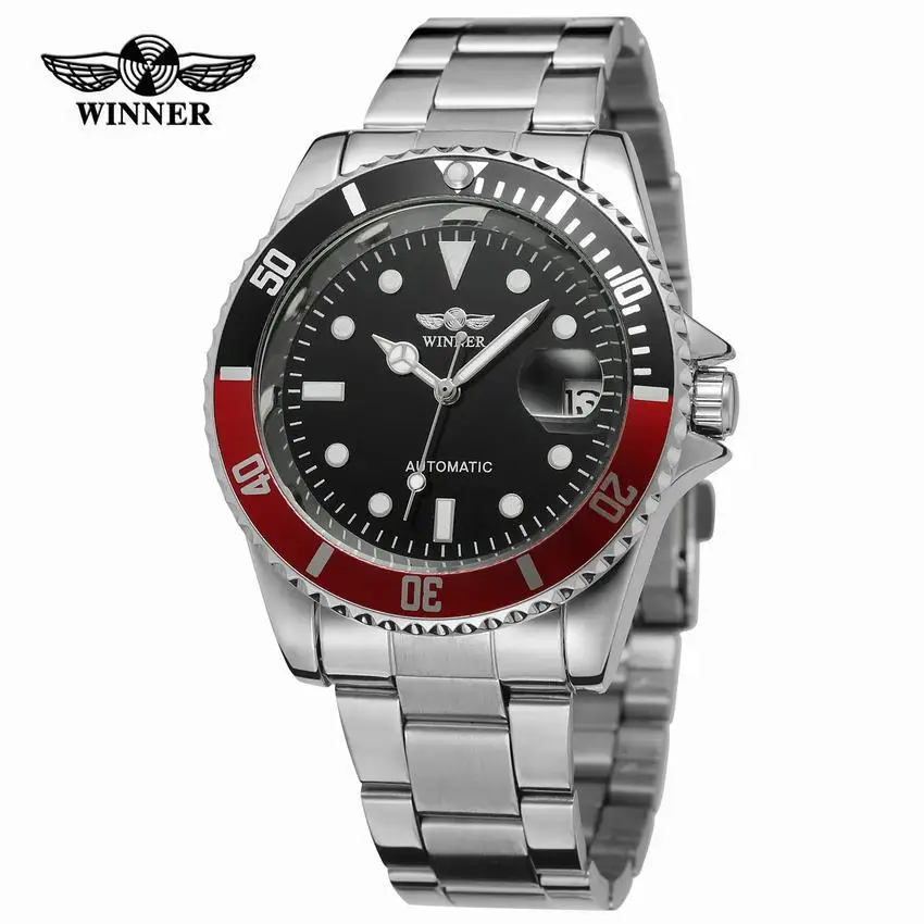 

Winner Men Fashion Casual Hot Selling Water Ghost Fully Automatic Analog Watch Steel Belt Analog Watch