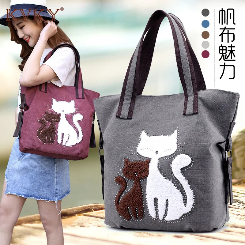 Женская сумка через плечо, новая стильная Холщовая Сумка через плечо, Женская Портативная сумка через плечо, Большая вместительная Холщовая Сумка в стиле ретро