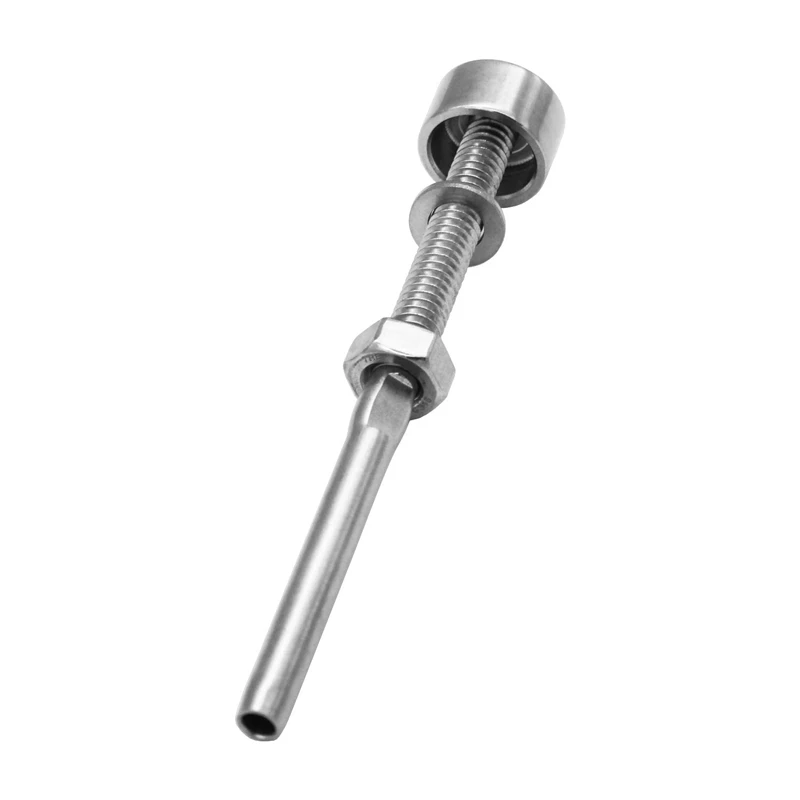 

10 Pack Brushed 316 Stainless Steel Dome End Caps Swage Threaded Cable Tensioner for For 1/8 inch Cable Deck Railing Systems