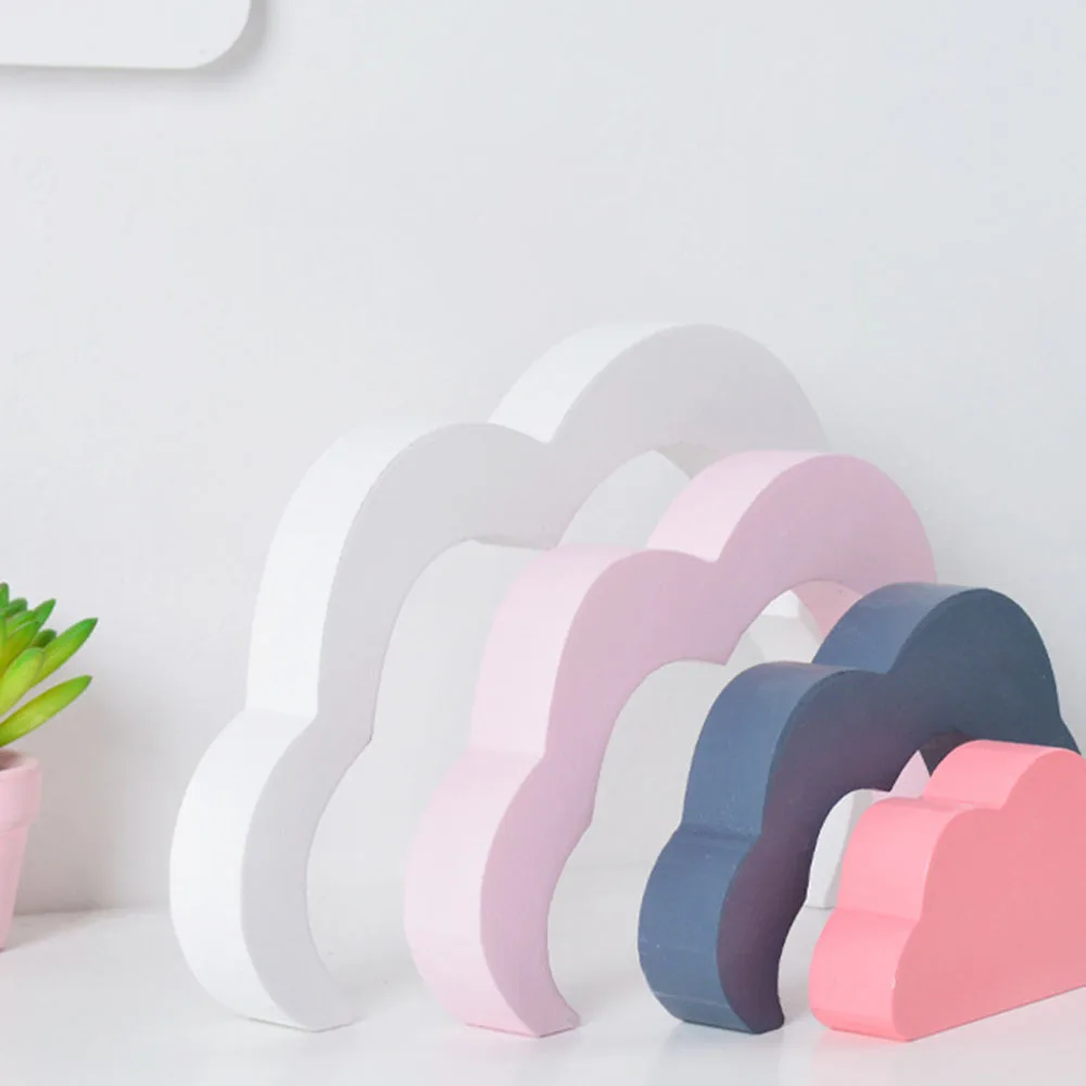 

Kids Cute Wooden Building Blocks Toy Handmade Nesting Wooden Rainbow Cloud Block Set Toy Blocks Toy For Baby Children