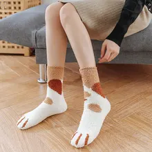 Пушистые розовые носки, Рождественские Зимние женские теплые кружевные носки с милым котом, harajuku, женские носки, kawaii kaws, корейский стиль, Унесенные призраками