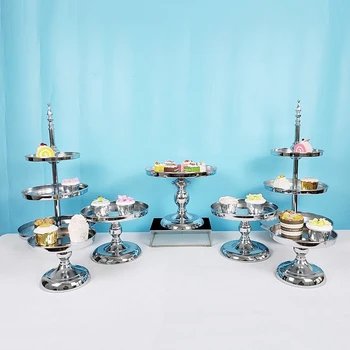 

7pcs cake stand silver suit