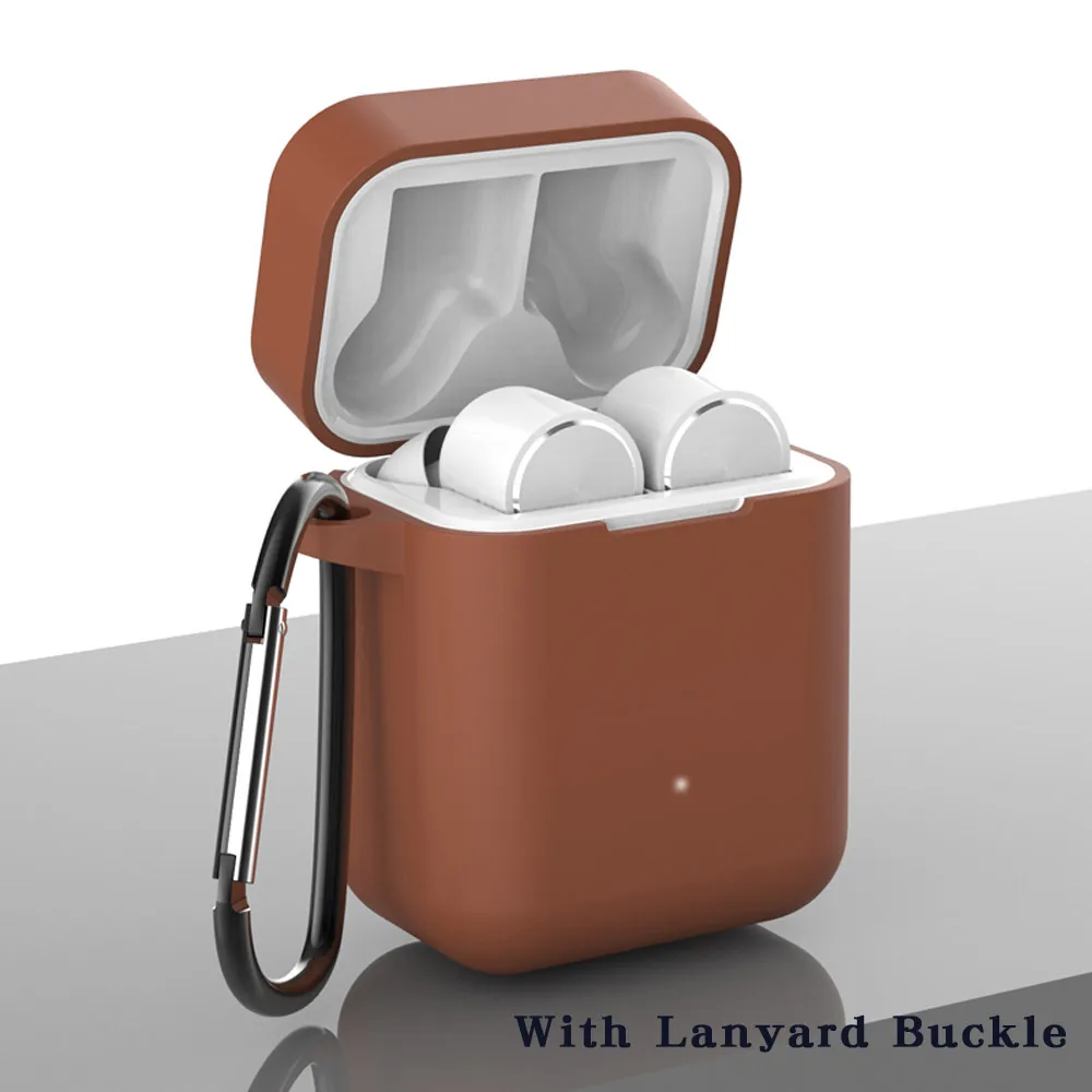 Силиконовый чехол I mi DO для Xiao mi Airdots Pro Air true, беспроводные Bluetooth наушники, противоударные сумки для Xiaomi mi, воздушная зарядка - Цвет: Brown With Lanyard