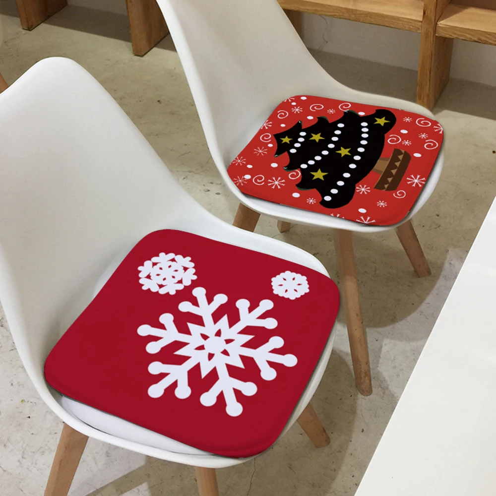 

Cute Christmas Tree Snowflake Elk Seat Cushion Non-slip Soft Chair Seat Pad Cushion Polyester Patio Dining Office Chair Cushions