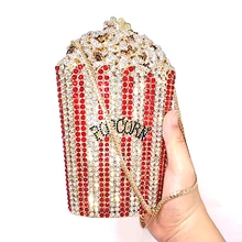 Модные женские аксессуары бриллианты Роскошные клатчи американские попкорн Украшенные хрустальные кошельки Свадебные вечерние кошельки