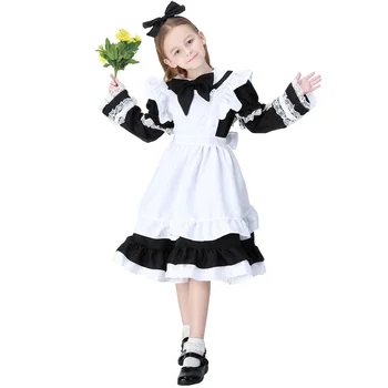 

Hot Sale Original Children's Girls Maid Costume Halloween Adult Parent-child Kindergarten Clothing Vocaloid Cosplay new