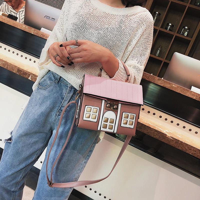 Design Funny Small House Bag Cute Cartoon Crossbody Handbag Women Personality Box Shape Shoulder Bag Fashion Messenger Bag Bolsa