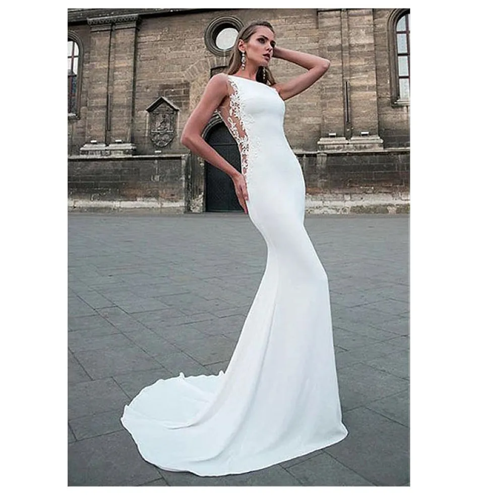 Hals Kant Applicaties Slim Mermaid Trouwjurken Sexy Open Back Bruidsjurken Custom 2020 Formele Lange Vestidos De Mariee Hals Kant Applicaties Slim Mermaid Trouwjurken Sexy Open Back Bruidsjurken Custom 2020 Formele Lange Vestidos De Mariee
