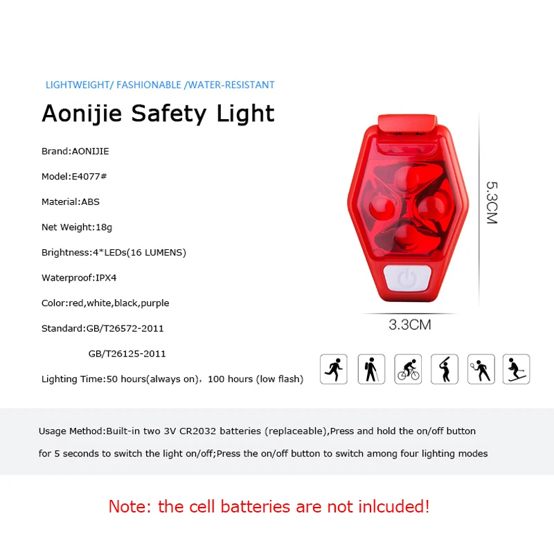 Excellent AONIJIE 4077 IPX4 Waterproof Night Running LED Safety Light With Clip Strobe Lamp For Runner Jogger Dog Collar Bicycle Rider 1 Excellent AONIJIE 4077 IPX4 Waterproof Night Running LED Safety Light With Clip Strobe Lamp For Runner Jogger Dog Collar Bicycle Rider 1