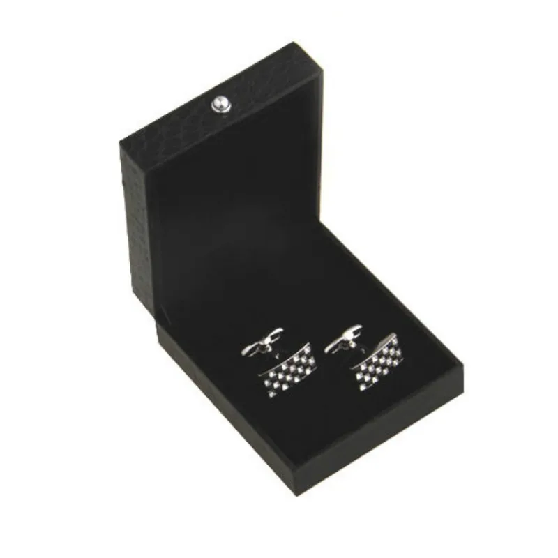 French Cufflinks Storage Boxes High-end Pair Black Imitation Crocodile Leather Jewelry Boxes (without Cufflinks)