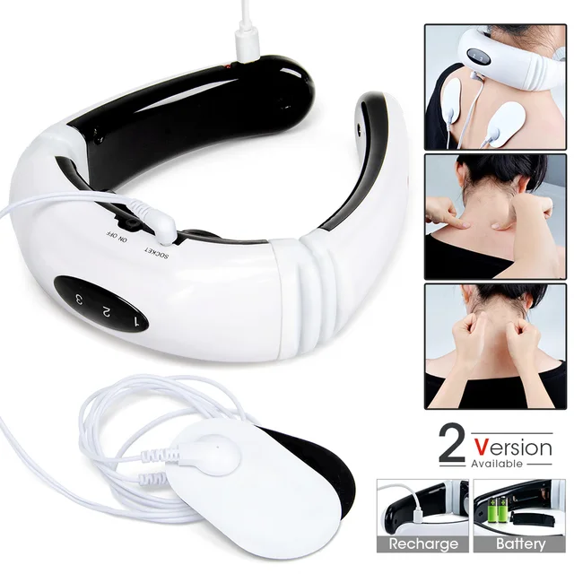 Rechargeable /Battery Electric Neck Massager& Pulse Back 6 Mode Power Control Infrared Pain Relief Neck Physiotherapy Instrument 1