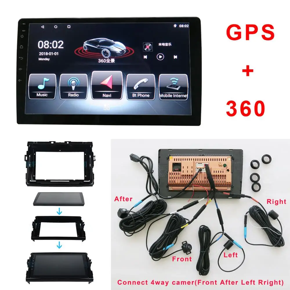 Мультимедиа для Android и 360 градусов панорамная система для Toyota Wish gps BT РАДИО Wifi 4 way камера