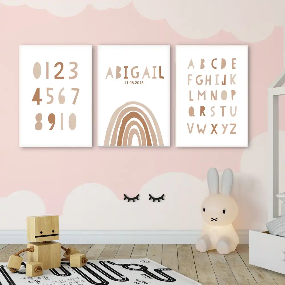 Impresion Artistica Del Alfabeto Abc Nombre Personalizado Fecha