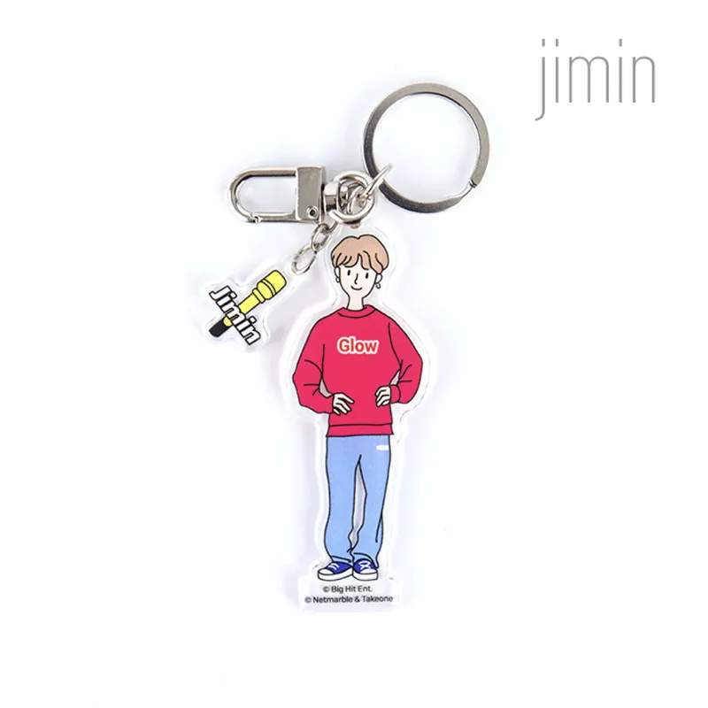 JIMIN Bangtan мальчики мультфильм акриловый Jimin JIN SUGA JUNG KOOK Rap Monster стенд Рисунок Модель брелок для ключей сказать себя Декор J568 - Цвет: JIMIN