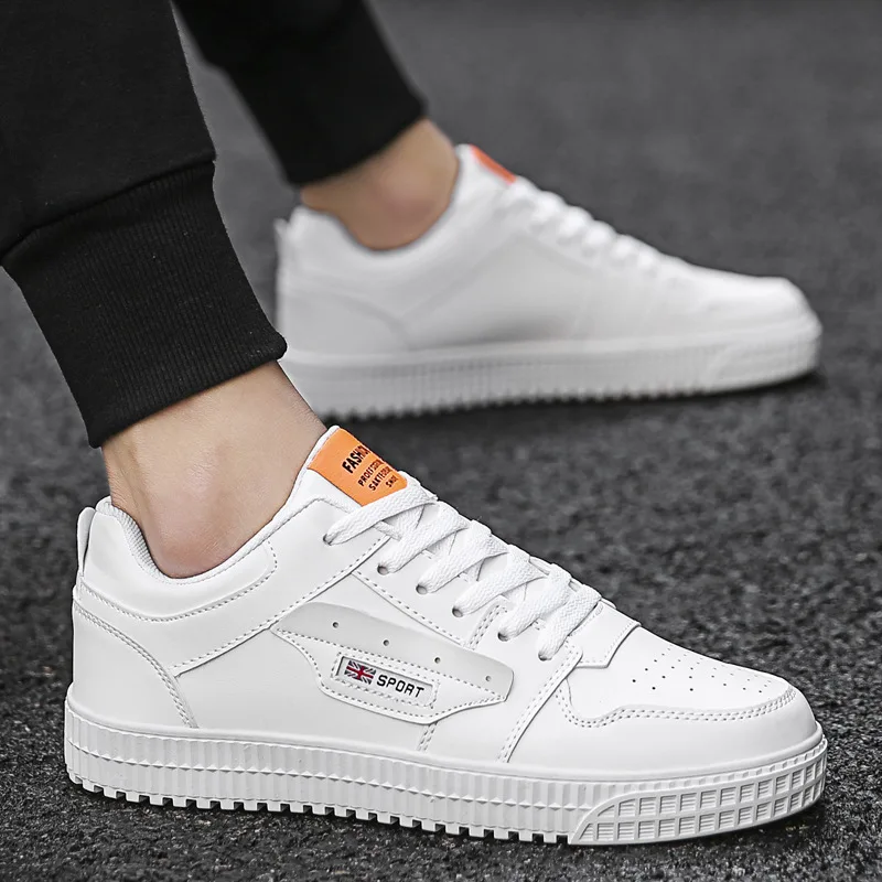 

Spring And Autumn New Style MEN'S SHOES Versatile White Shoes Microfiber Breathable Easy Care Casual College Style Skate Shoes