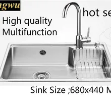 Кухонная раковина для квартиры, прочная, толщина 0,8 мм, пищевая нержавеющая сталь,, 680x440 мм