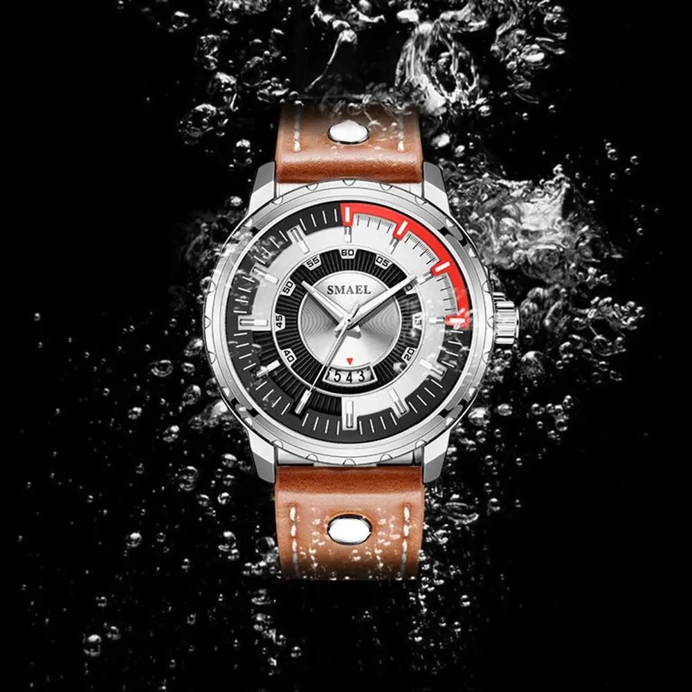 

Fashion Charms Affordable Creation Geometric Round Big Dial Leather Belt Men's Quartz Watch Gift Design Watches reloj hombre #D