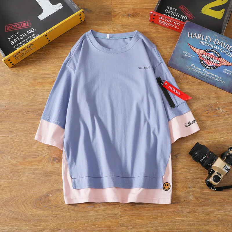 

T shirt Men Street Rap Hip Hop Ornaments Stitching Design plus-Sized Loose Tee Cool Harajuku High Quality Casual Tops 5XL Black