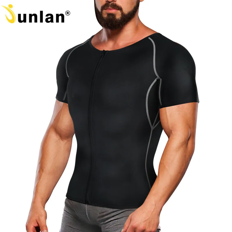 

Junlan Reducing Shirt for Men Slimming Tops Zipper Neoprene Compression Shapewear Waist Trainer Chest Shaping Vest Weight Loss