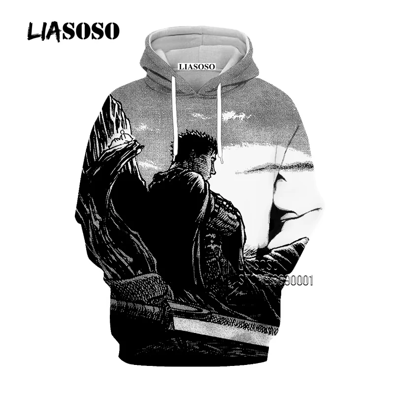 LIASOSO, аниме, комиксы, Berserk Guts, меч воинов, 3D принт, Мужская толстовка, толстовки, свитшоты, женские повседневные пуловеры с шапкой, топы - Цвет: 4
