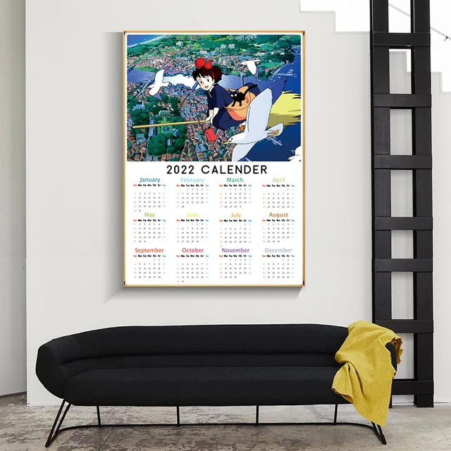 Newly 2022 Anime Calendar Canvas Painting Miyazaki Hayao/totoro/kiki  Posters And Prints Wall Art Picture Living Room Home Decor - Painting &  Calligraphy - AliExpress