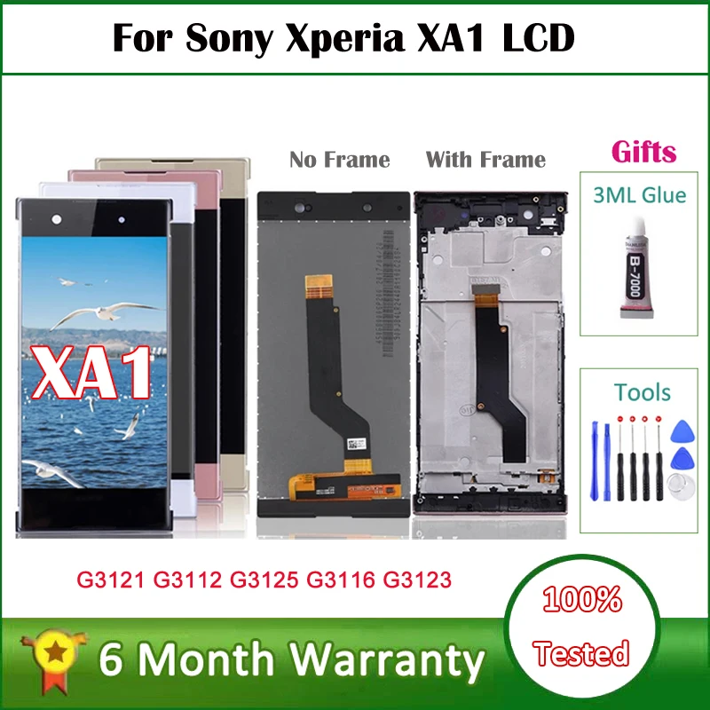 Сменный ЖК-дисплей 5,0 дюйма для Sony Xperia XA1, сенсорный дигитайзер в сборе для Sony XA1, G3112, G3116, G3121, ЖК-дисплей с рамкой