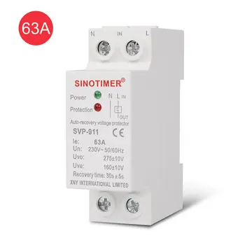 

SINOTIMER SVP-911 230V AC 63A Automatic Recovery Under Voltage Over Voltage Protector Relay Breaker Protective Device