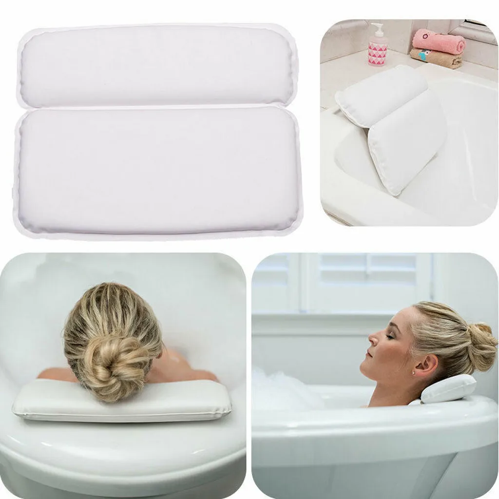 Neck Bathroom Spa Soft Pillows Memory Foam Bathtub Headrest With