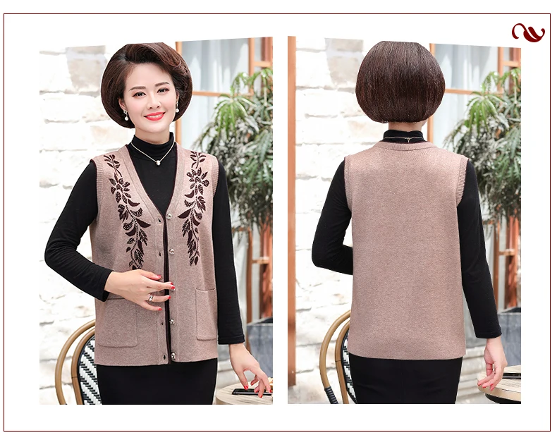 ASLTW Women's Vest Plus Size V Neck Sleeveless Sweater Cardigan New Print Single-breasted Sweater Vest Coat Outwear Vest Women
