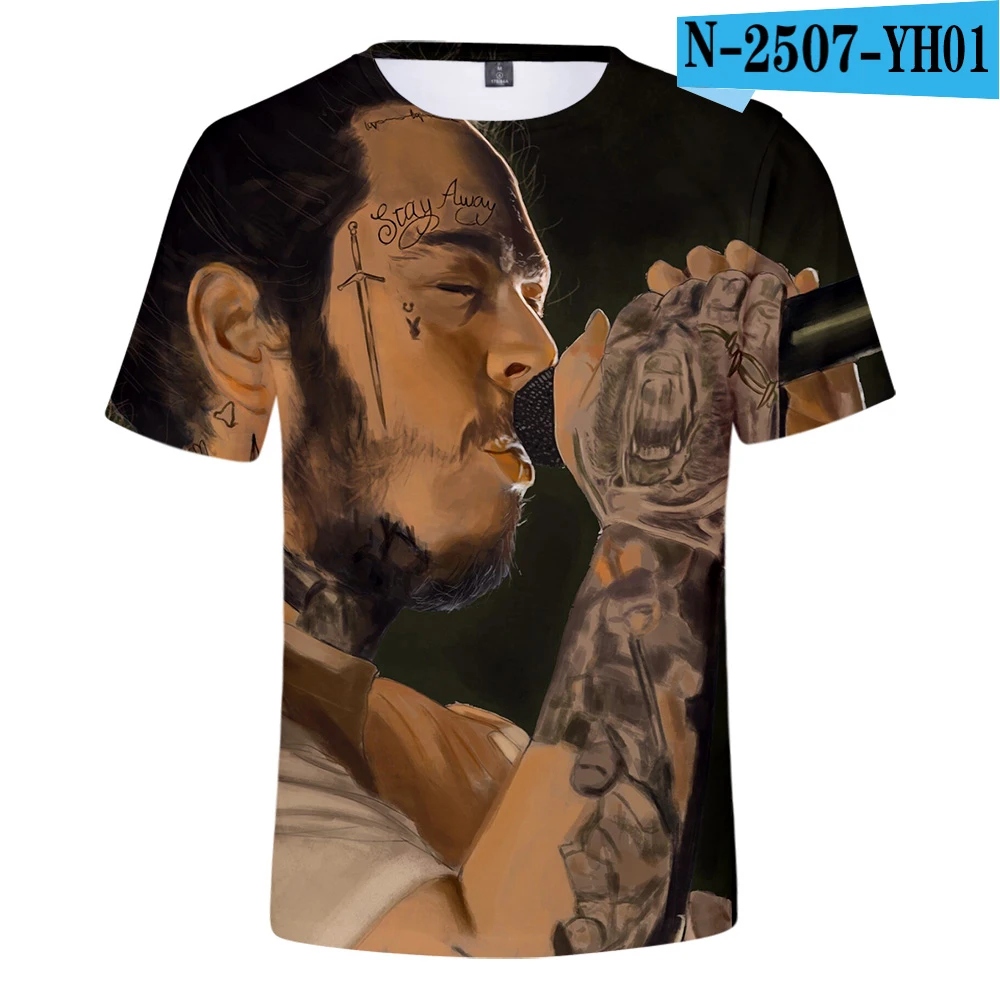 3D Футболка Singer post malone для мужчин/женщин,, модный принт, хип-хоп, летняя, крутая, с принтом, с короткими рукавами, уличные футболки, топы - Цвет: 3D