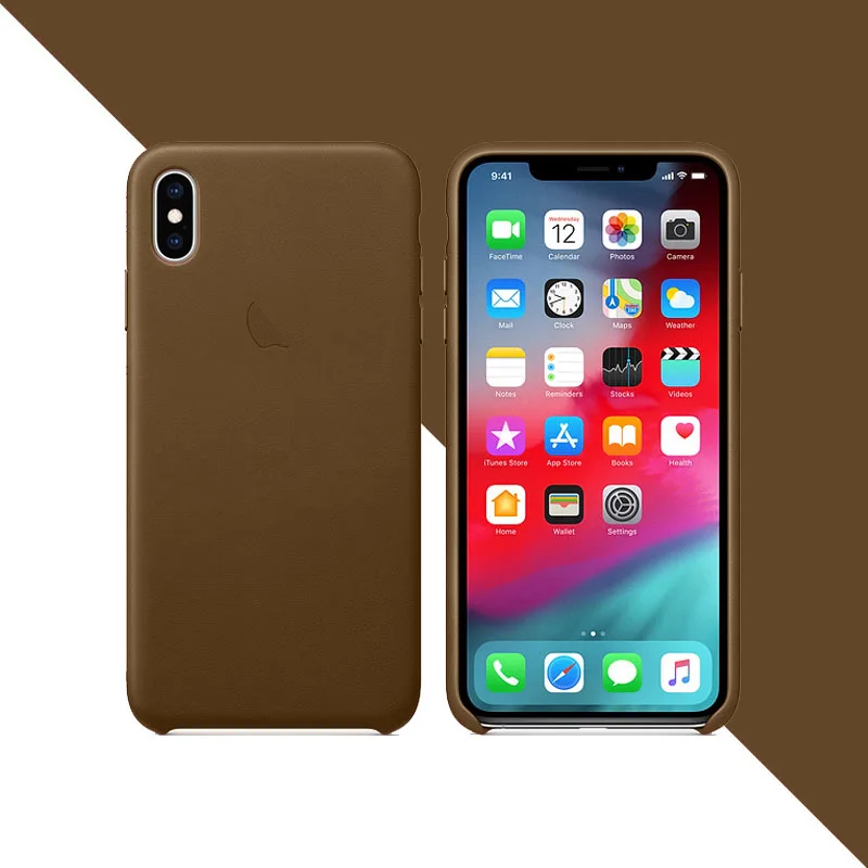 Официальный кожаный чехол для iphone 11 Pro 7 8 Plus Xs MAx X XR с логотипом чехол для iphone 11 Pro max 7 8 Plus X XR чехол - Цвет: Brown