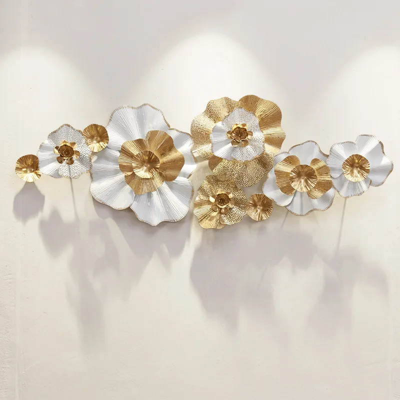Большой размер современная Европа железная стена подвесное украшение для гостиной ТВ фон железная стена Золото 3D цветок декор habitacion - Цвет: white gold