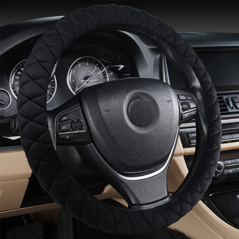 

Winter car steering wheel cover short velvet car steering wheel cover sponge car universal protector car interior accessories