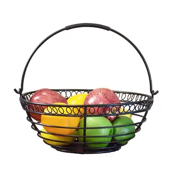 

Wrought Iron Fruit Basket Metal Fruit Basket Iron Storage Basket Tray For Snack Fruit Home Daily Kitchen Storage Handle Basket