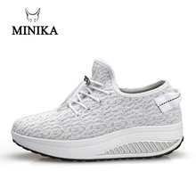 Minika/Новинка; розовые женские кроссовки на платформе; Туфли на танкетке; zapatillas; спортивная обувь для женщин; обувь для танцев; кроссовки для фитнеса