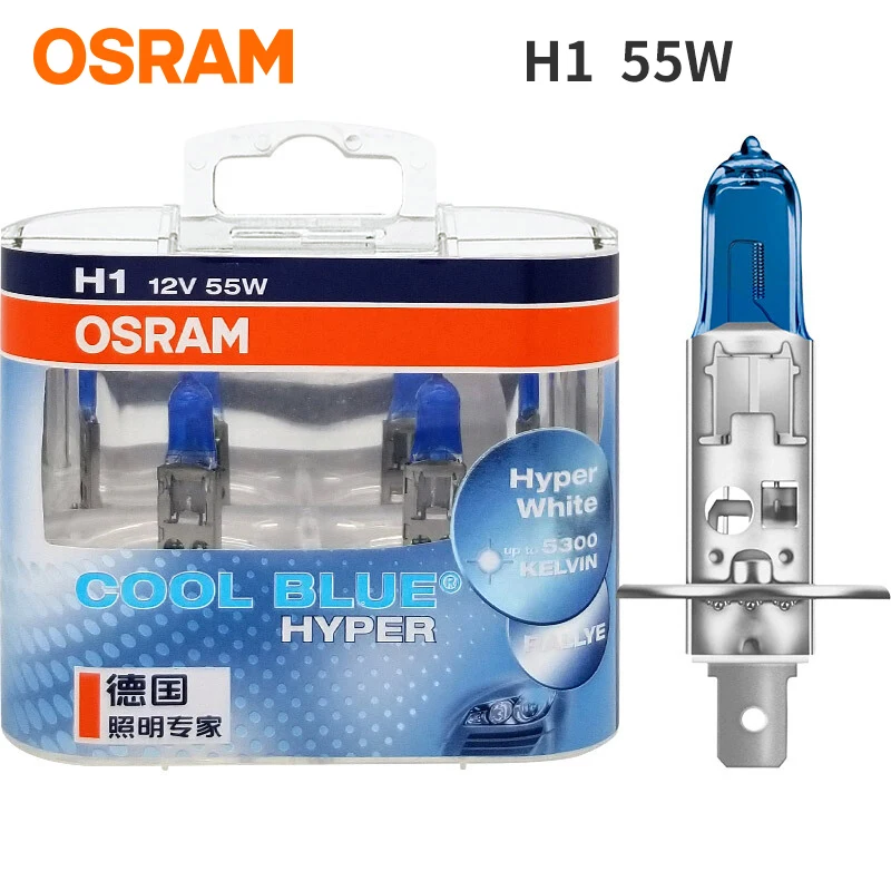 Osram Автомобильная галогенная лампа H7 H1 H4 автомобильный головной светильник белый 5300K белый светильник 12 В 55 Вт для Volkswagen Jetta - Испускаемый цвет: H1-62150CBH