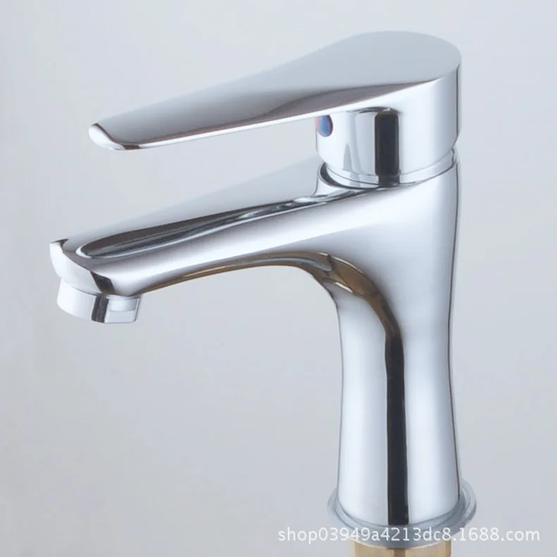 

Water Droplet Single Bore Copper Basin Faucet Hot And Cold Basin in Bathroom Balcony Single Bore Wash Basin Faucet