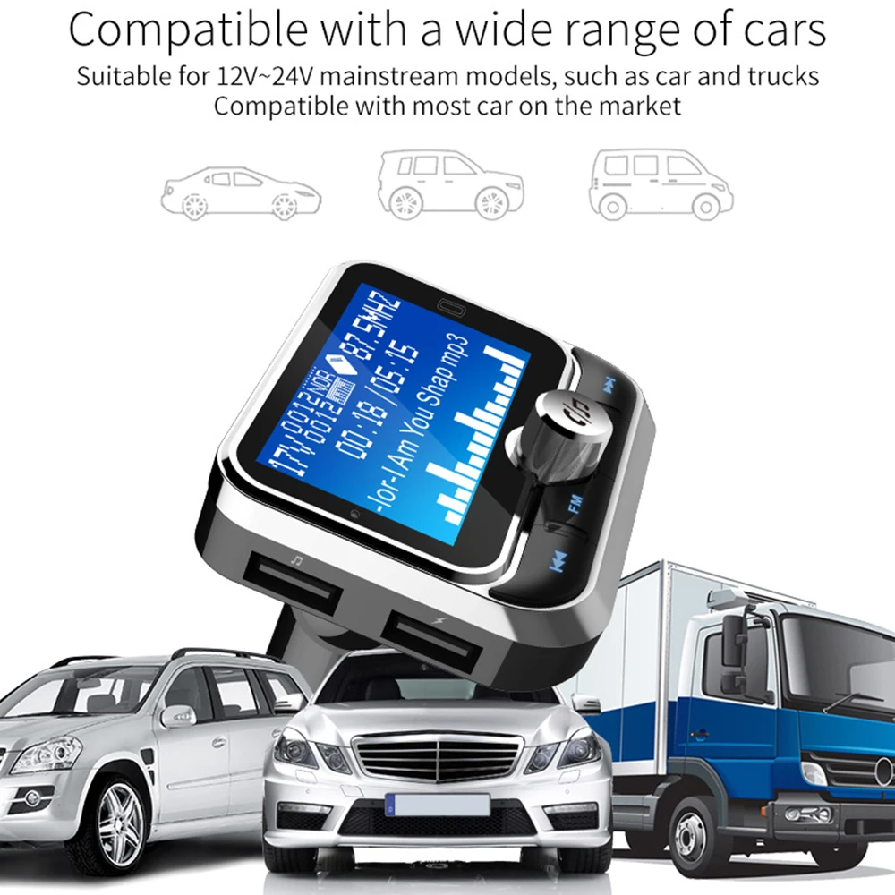 Carregador de Carro Bluetooth Player Carro Inteligente Transmissor fm Duplo Usb Handsfree Modulador Bc32 1.8 Lcd Mp3 23 Cheap MP3 Players automotivos