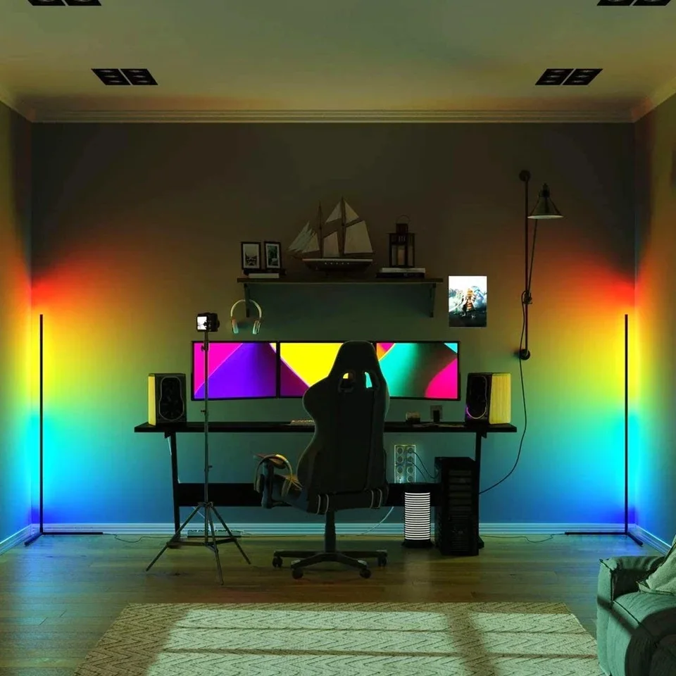 DeeprBling Lampadaire LED d'Angle, 165cm Lampe sur Pied RGB avec APP  Contrôle et Télécommande,16 Millions Couleurs et 300 Modes, Musique Sync et  Temporisation, Lampe d'Ambiance Moderne pour Salon : : Luminaires  et