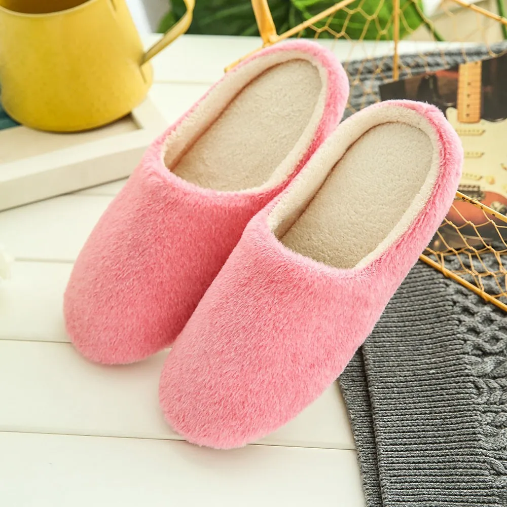 SAGACE/женские тапочки; теплые домашние плюшевые мягкие тапочки; нескользящая зимняя повседневная обувь; женские тапочки; одноцветная обувь для спальни - Цвет: PK