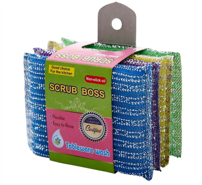 4pcs cleaning sponge 4 шт., для дома, кухни, крепкое антипригарное масло, чистящая посуда, полотенце, кухонное полотенце, тряпичная губка, щетка, инструмент для чистки горшка - Цвет: 4pcs cleaning sponge