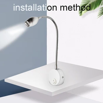 

3W Simple Modern Acrylic Bedside Mounted LED Hose Lamp Home Hotel Goose Neck Press Button Reading Wall Light Omnidirectional