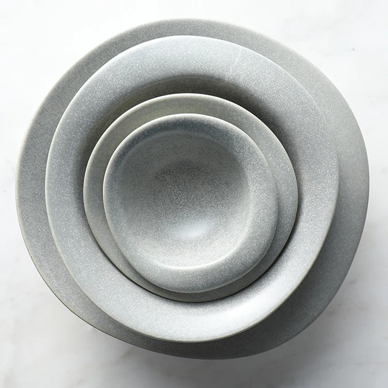 KINGLANG скандинавские коммерческие керамические неправильные тарелки Бытовая Посуда индивидуальное блюдо плоская тарелка паста миска рисовый соус блюдо