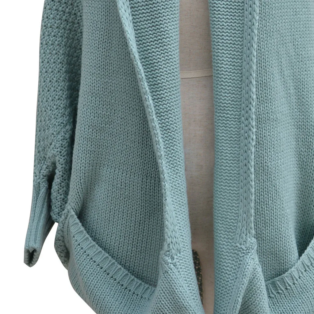 Свитер женский Women Warm Bat Sleeve Large Size Long Knit Cardigan Sweater Open Stitch Sweater кардиганы женские