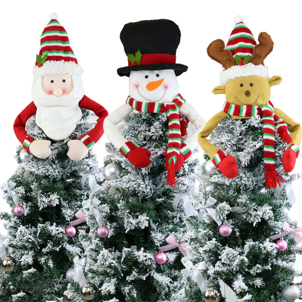 

New 2019 Snowman Christmas Tree Topper Cloth Snowman Christmas Tree Top Decoration For Home Shops Year Xmas Tree Decor