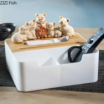 

European Style Plastic Tissue Box Modern Wooden Cover Paper with Oak Home Car Napkins Case Home Organizer Decoration Tools