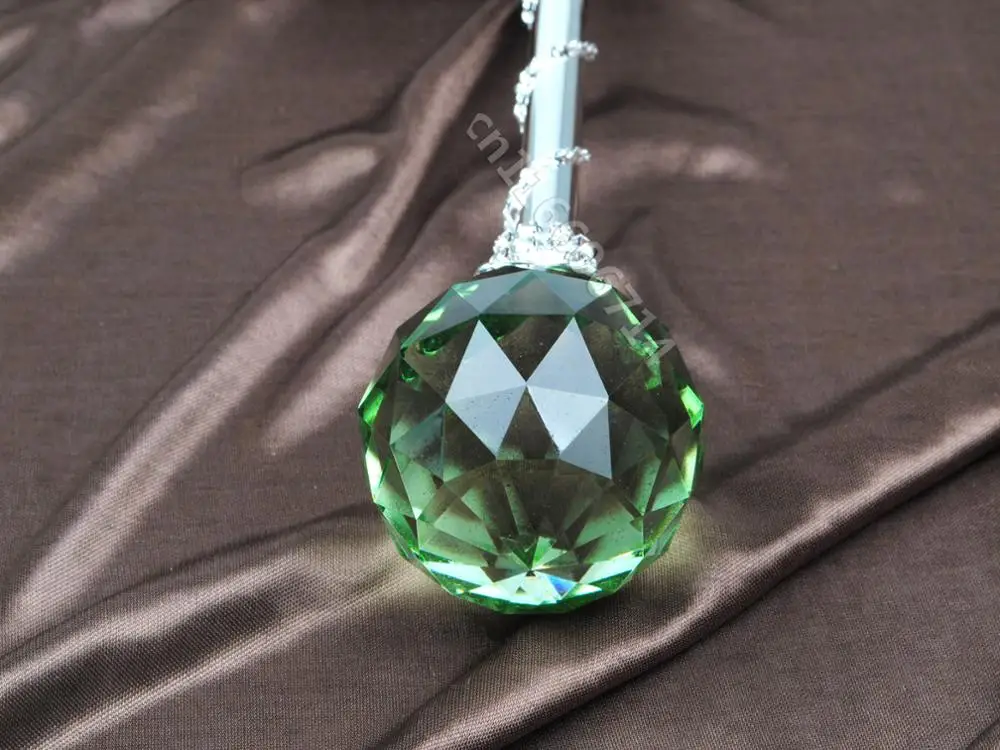 Зеленый Кристалл Sceptres ручной работы круглый шар скипетр палочка король королева свадьба Свадебное Театрализованное Пром Арт Деко реквизит аксессуары