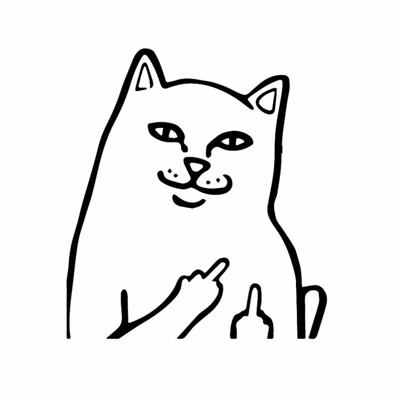 

14X16CM Rude Funny Cat KK Vinyl Decal Car Sticker Windows Decor